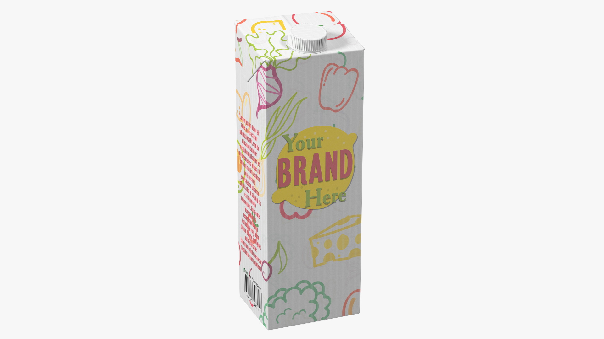 3D model Mockup Aseptic Carton Package with Screw Cap White