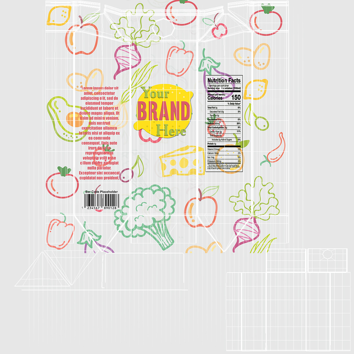 3D model Mockup Aseptic Carton Package with Screw Cap White