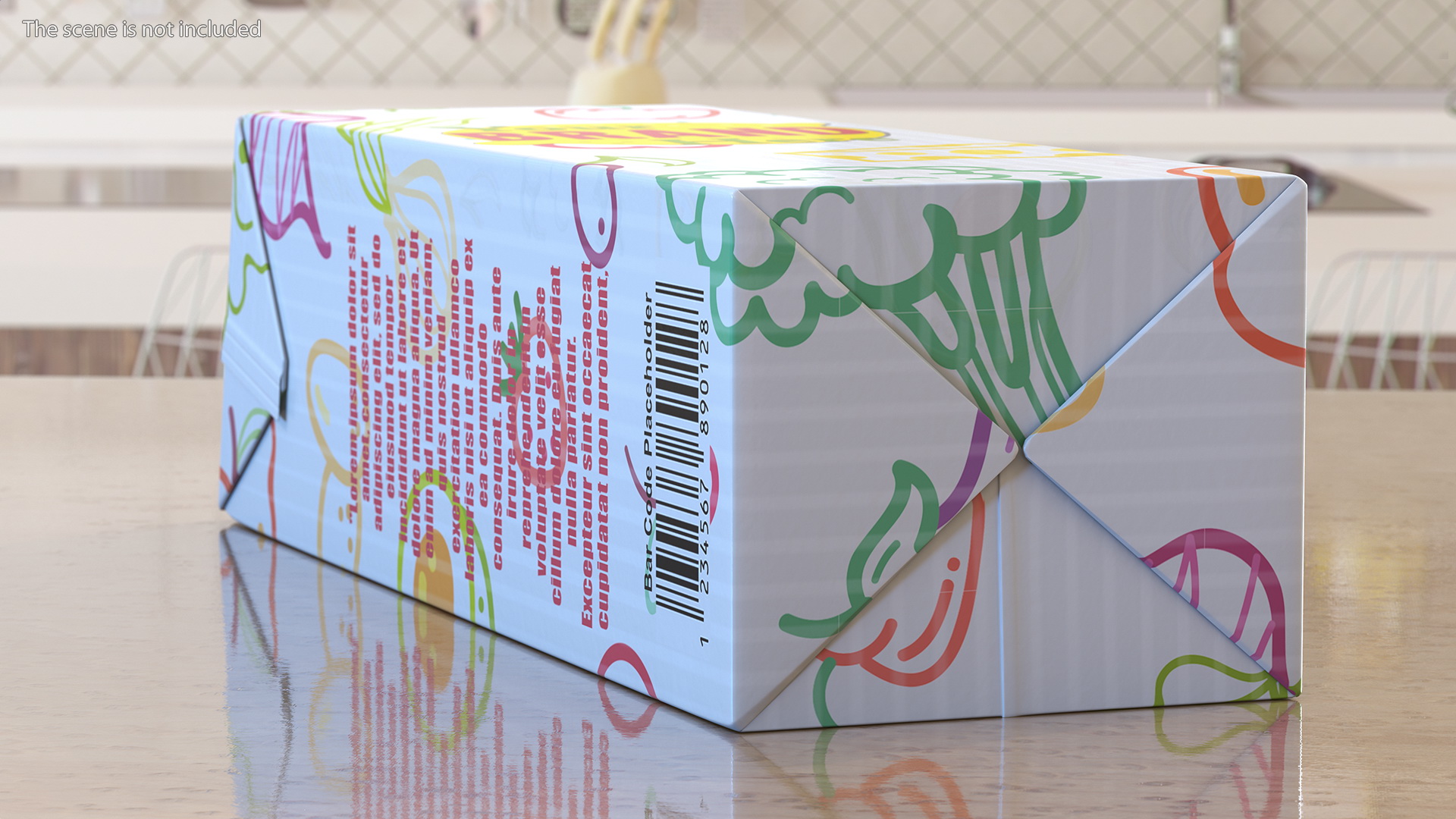3D model Mockup Aseptic Carton Package with Screw Cap White