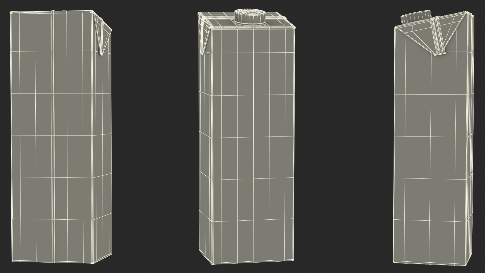 3D model Mockup Aseptic Carton Package with Screw Cap White