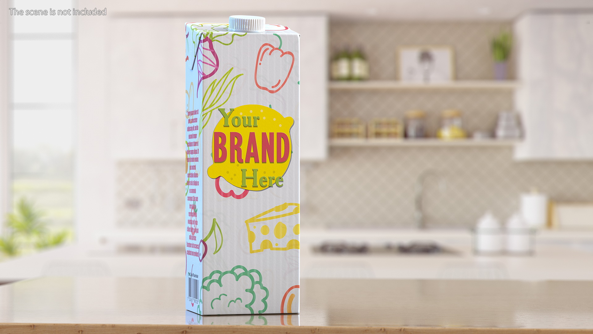 3D model Mockup Aseptic Carton Package with Screw Cap White
