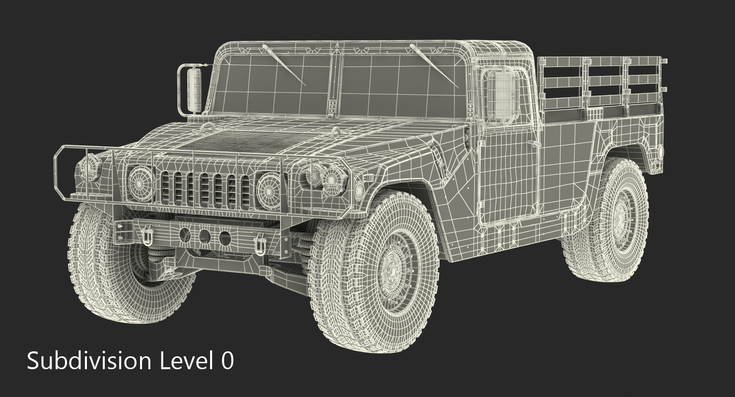 Military Cargo Troop Carrier HMMWV m1038 Rigged Desert 3D model