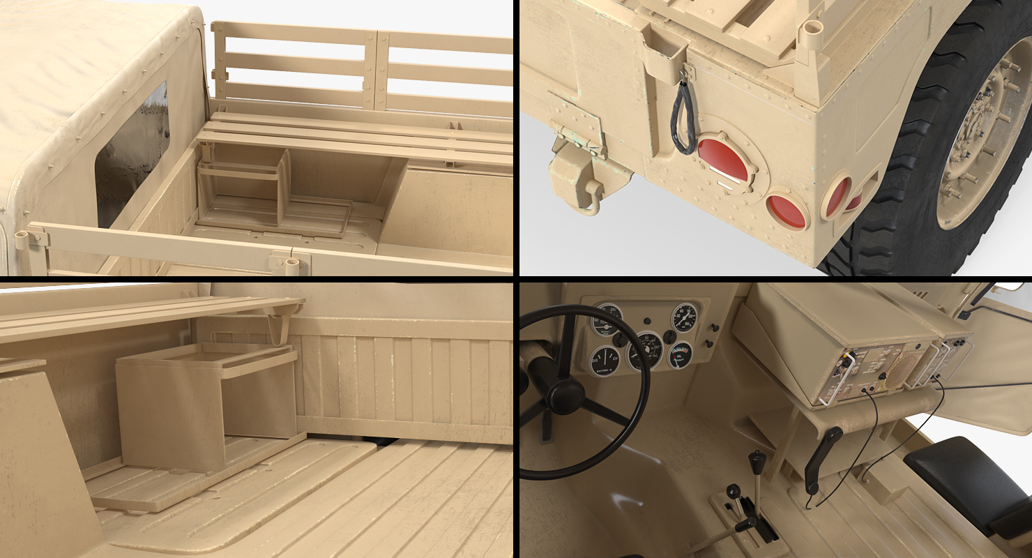 Military Cargo Troop Carrier HMMWV m1038 Rigged Desert 3D model