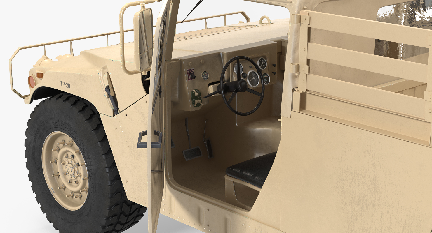 Military Cargo Troop Carrier HMMWV m1038 Rigged Desert 3D model