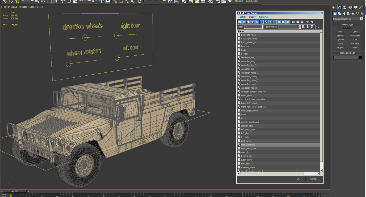 Military Cargo Troop Carrier HMMWV m1038 Rigged Desert 3D model