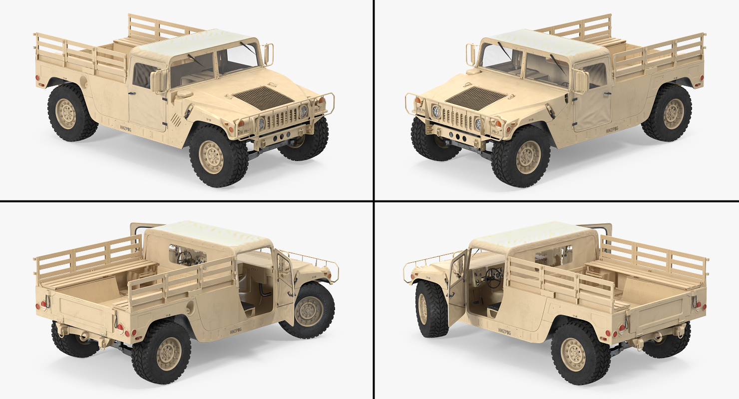 Military Cargo Troop Carrier HMMWV m1038 Rigged Desert 3D model