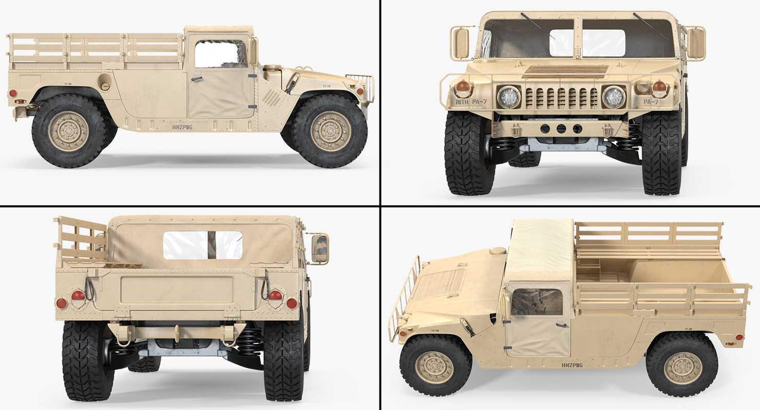 Military Cargo Troop Carrier HMMWV m1038 Rigged Desert 3D model