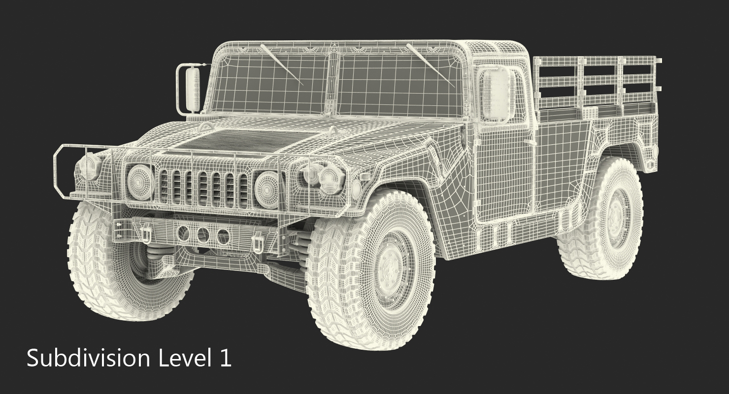 Military Cargo Troop Carrier HMMWV m1038 Rigged Desert 3D model