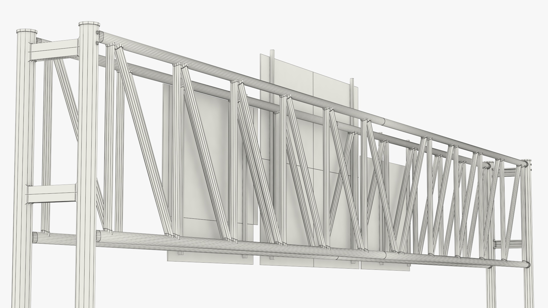 Highway Gantry with Direction Signs Game Ready, view 10