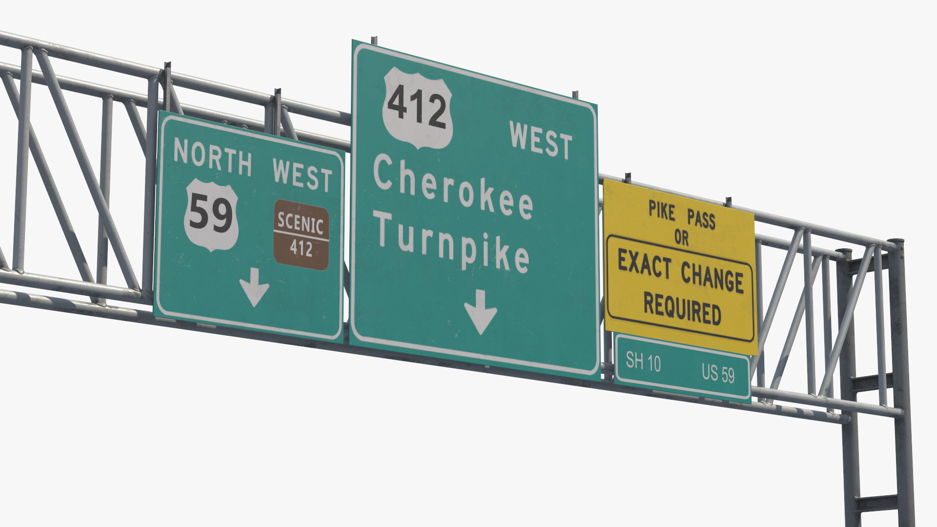 Highway Gantry with Direction Signs Game Ready, view 5