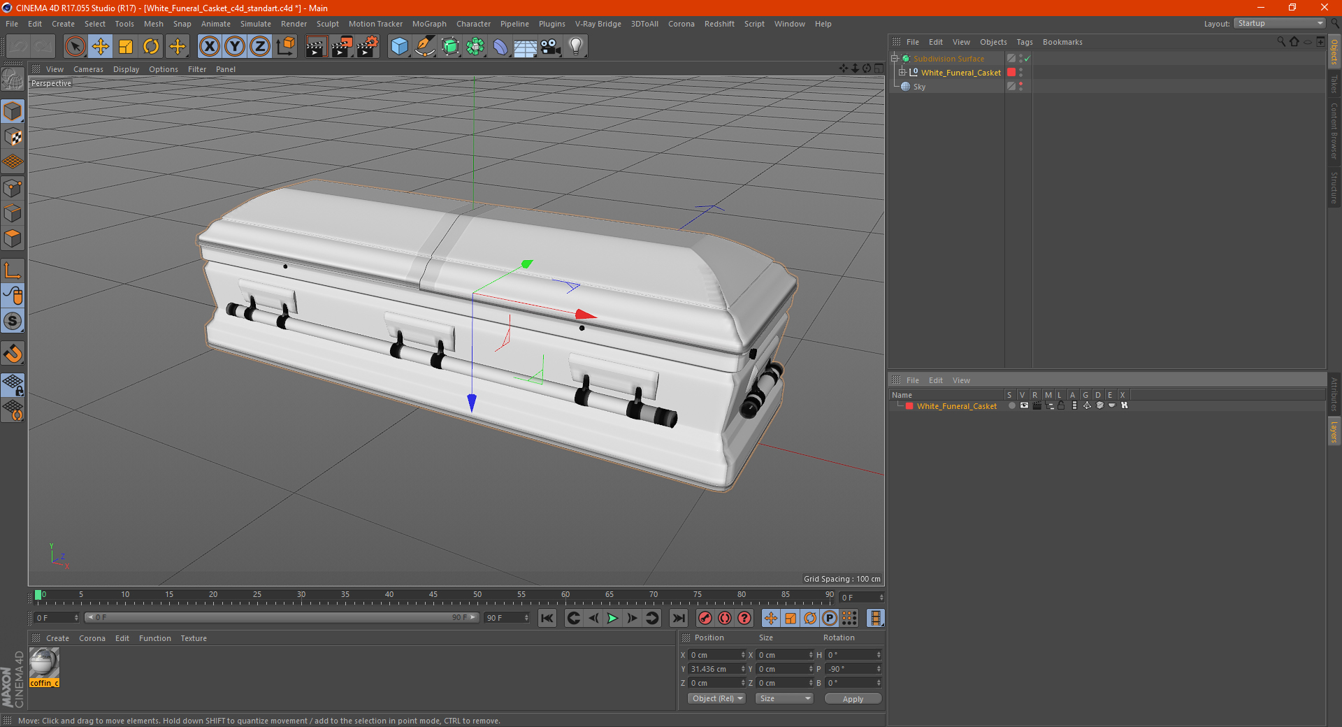 3D model White Funeral Casket