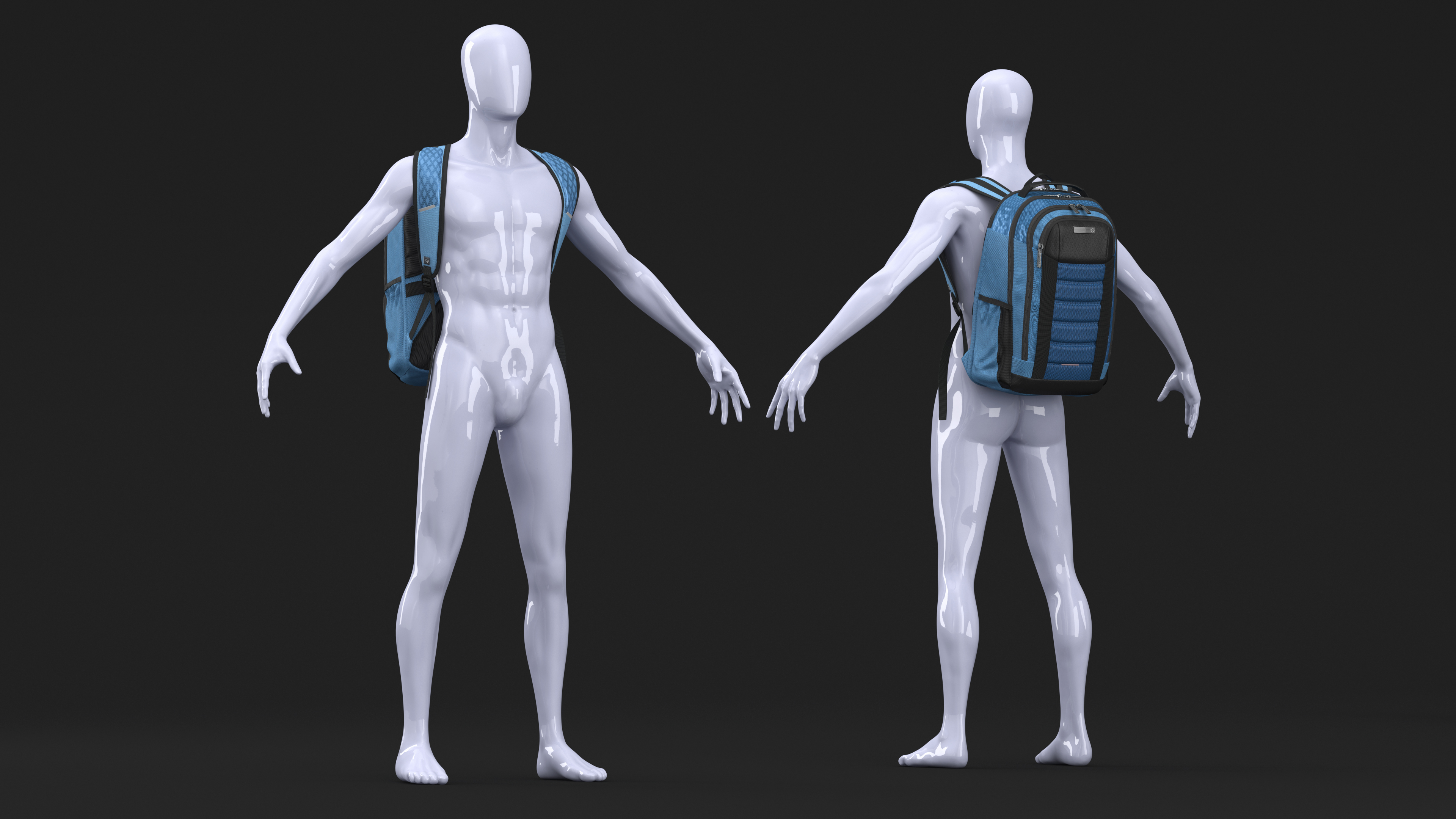 3D Samsonite Carrier GSD Backpack Blue on Mannequin model