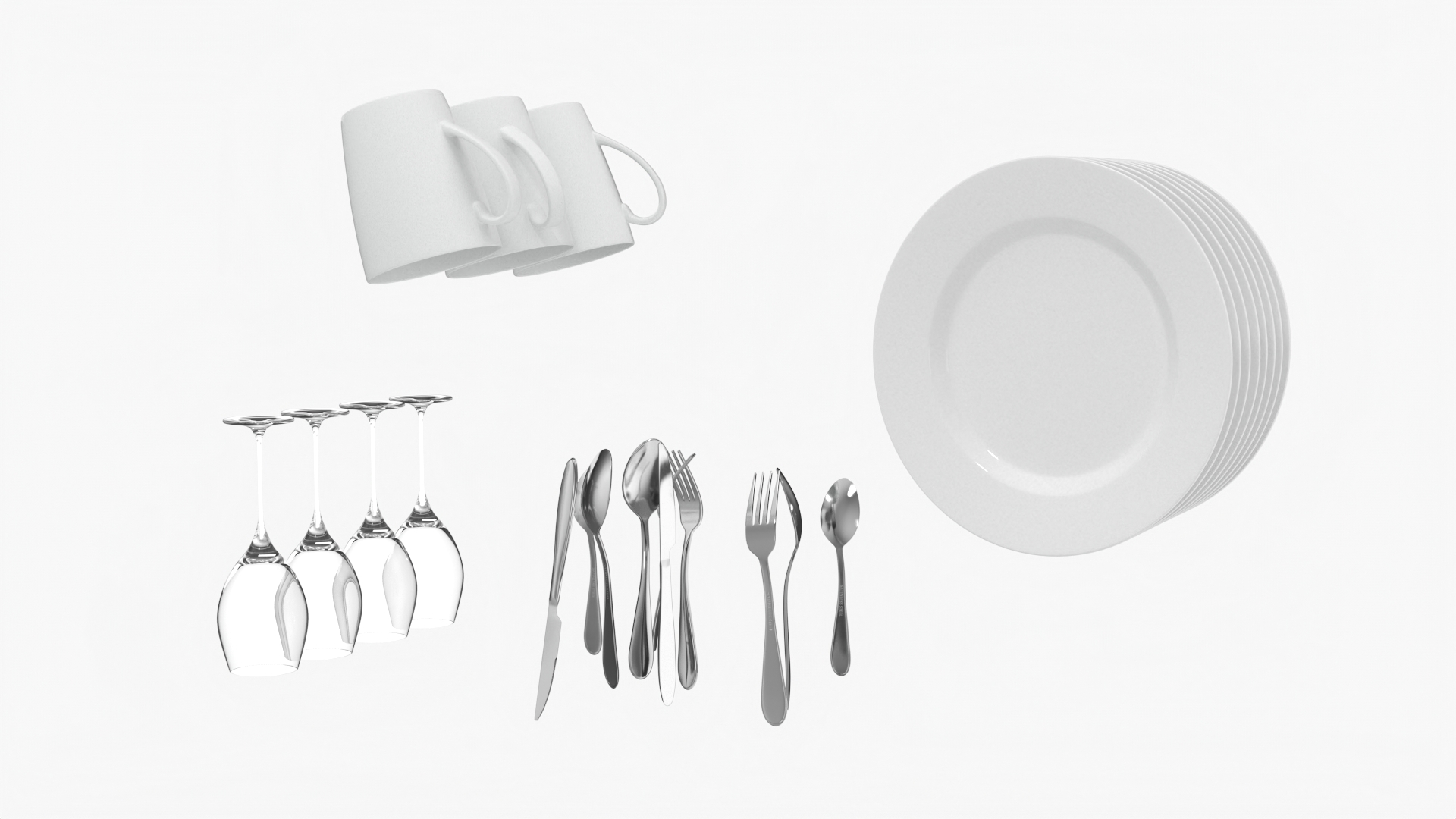3D Double Drawer Dishwasher with Dishes
