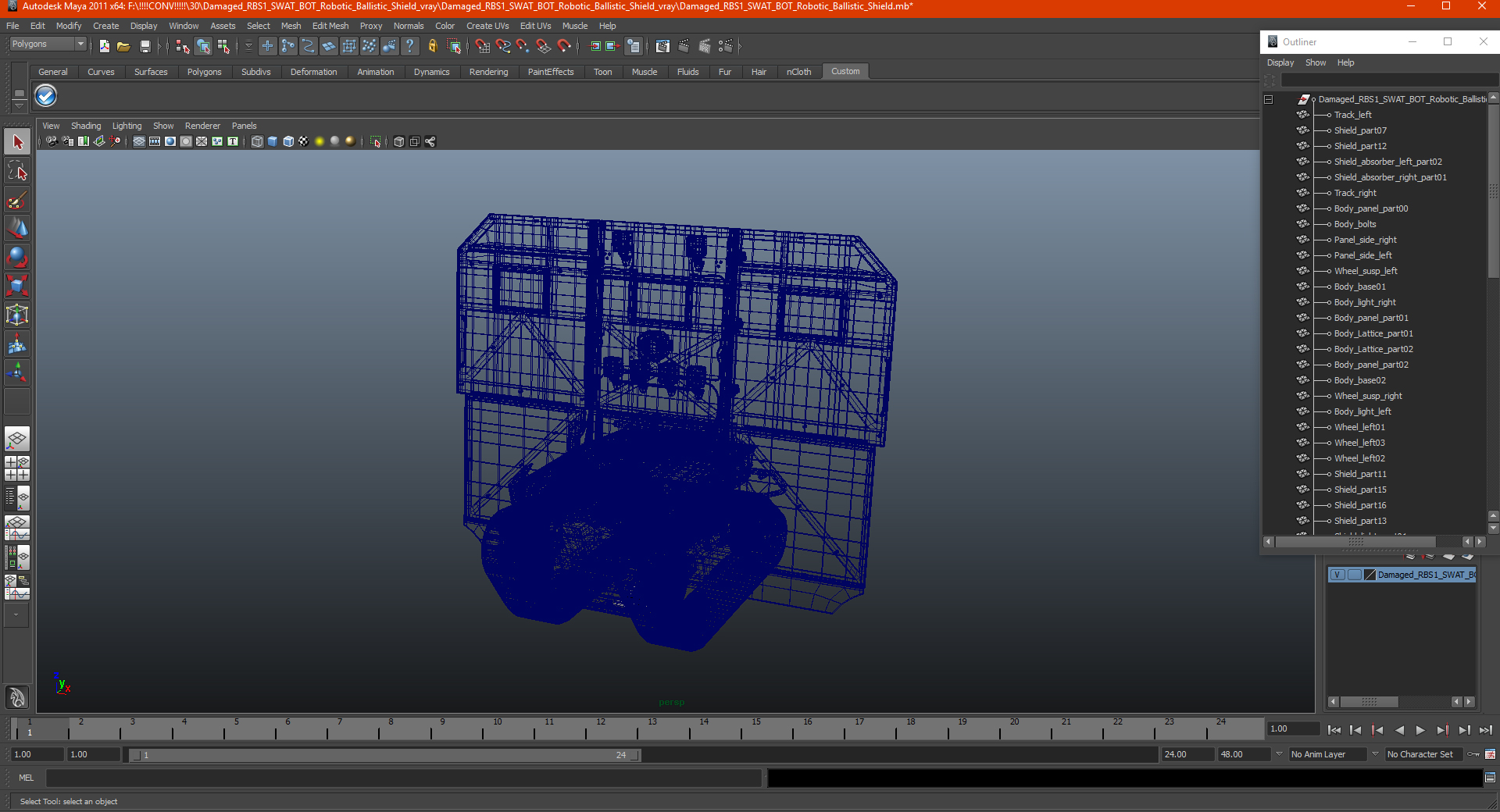3D Damaged RBS1 SWAT BOT Robotic Ballistic Shield
