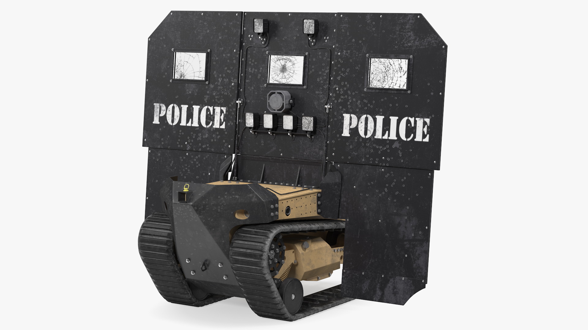 3D Damaged RBS1 SWAT BOT Robotic Ballistic Shield