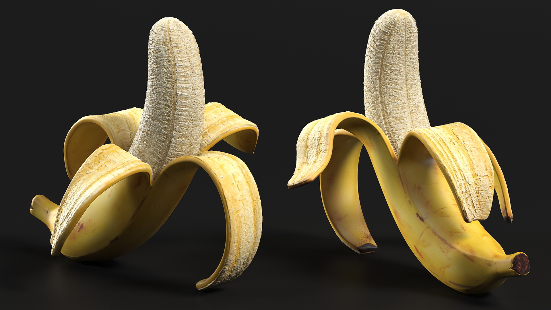3D Peeled Banana With Brown Flecks