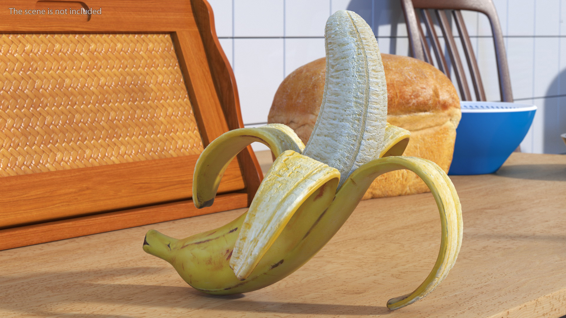 3D Peeled Banana With Brown Flecks