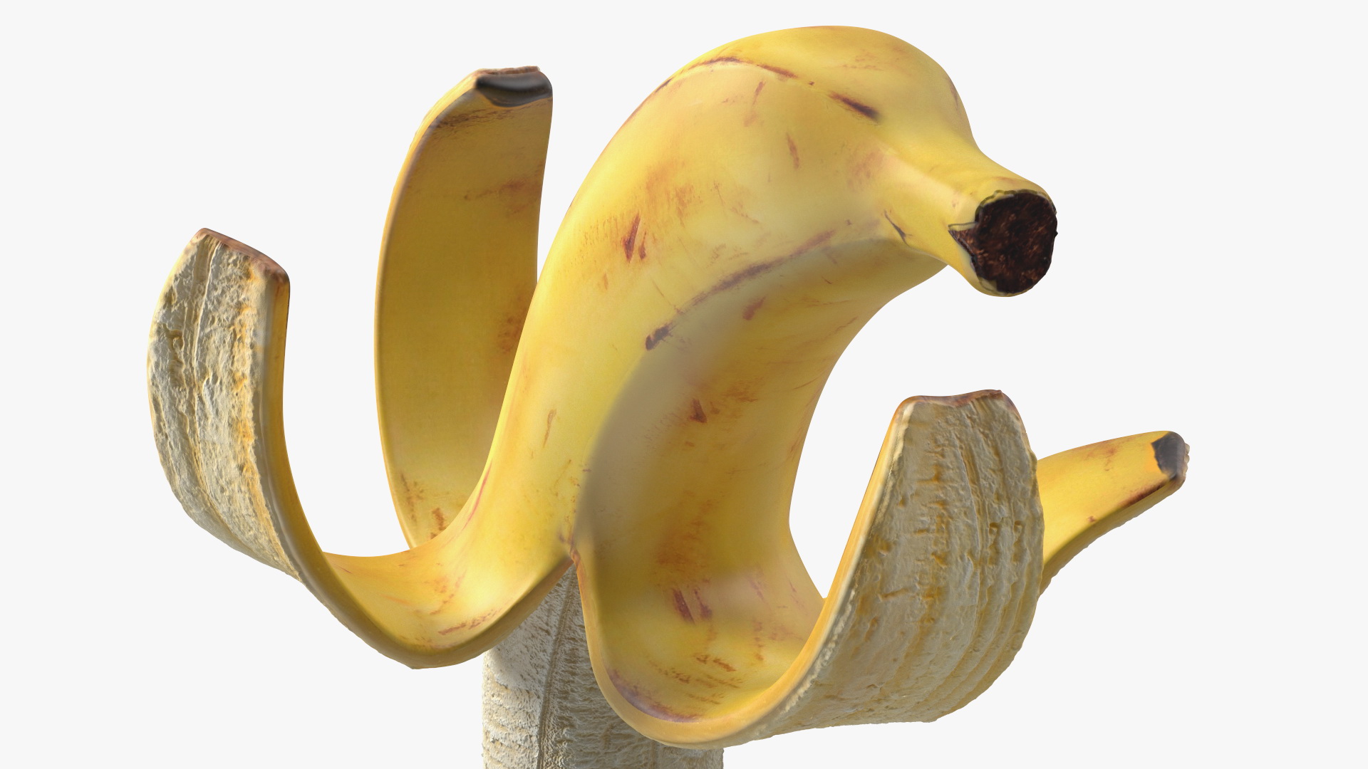 3D Peeled Banana With Brown Flecks