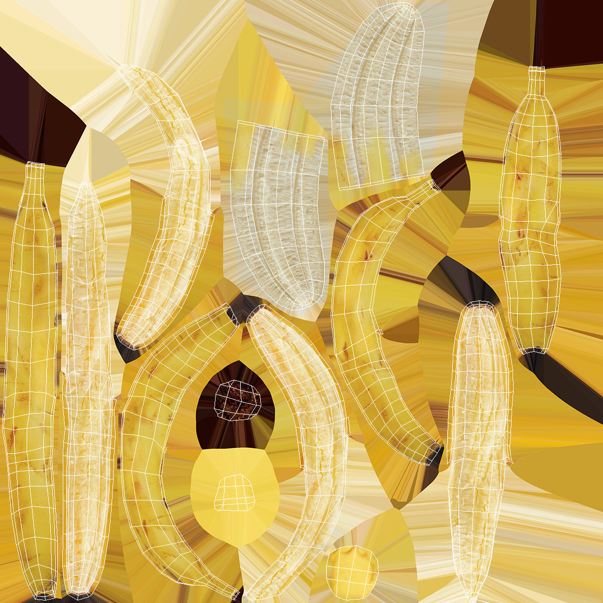 3D Peeled Banana With Brown Flecks