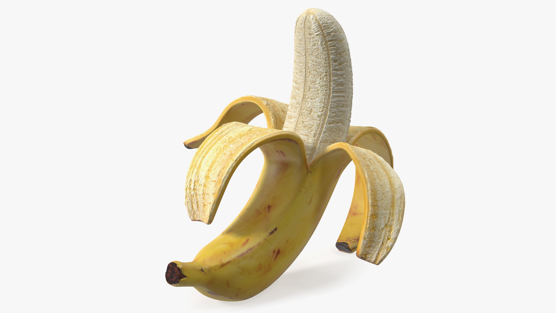 3D Peeled Banana With Brown Flecks