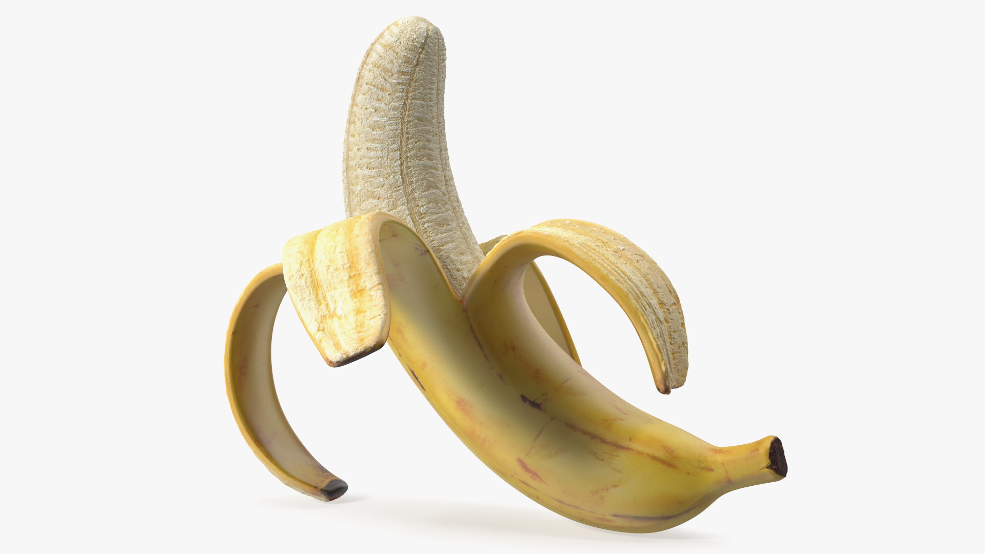 3D Peeled Banana With Brown Flecks