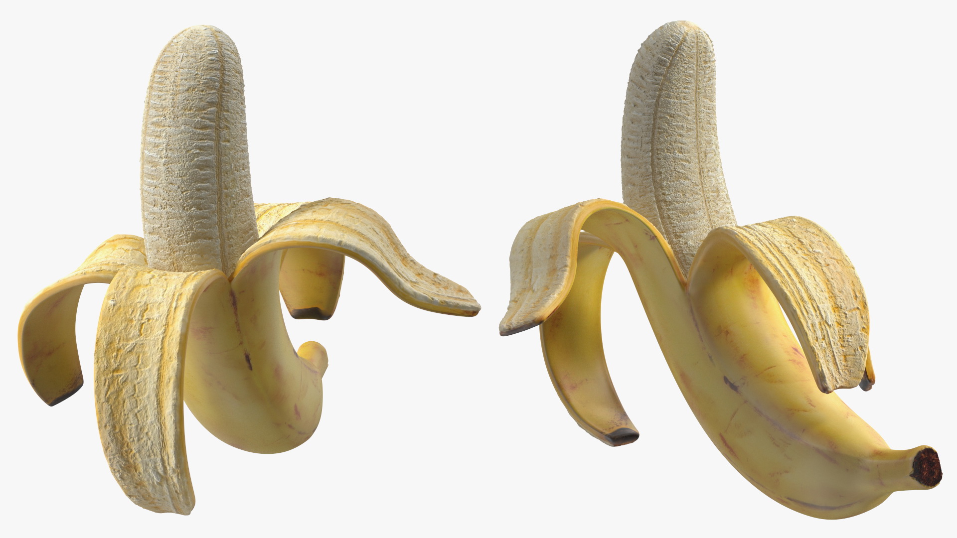 3D Peeled Banana With Brown Flecks
