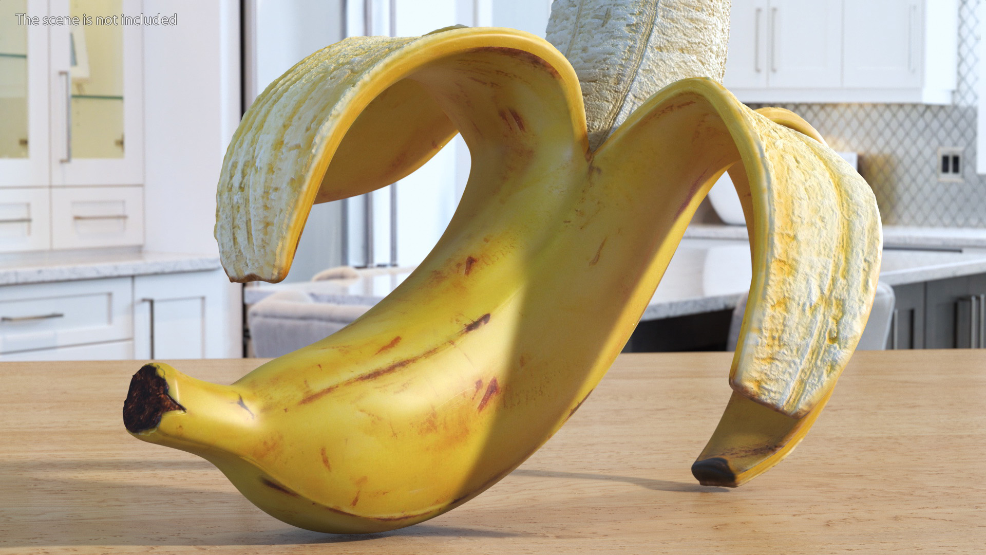 3D Peeled Banana With Brown Flecks