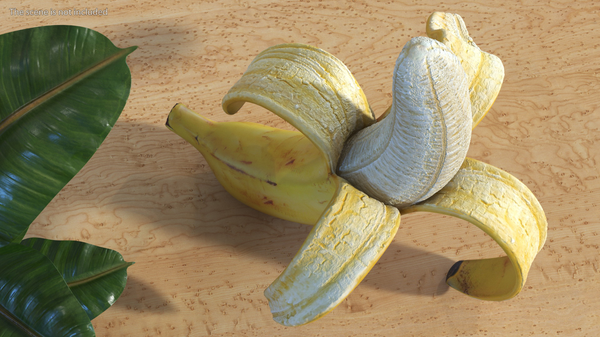 3D Peeled Banana With Brown Flecks