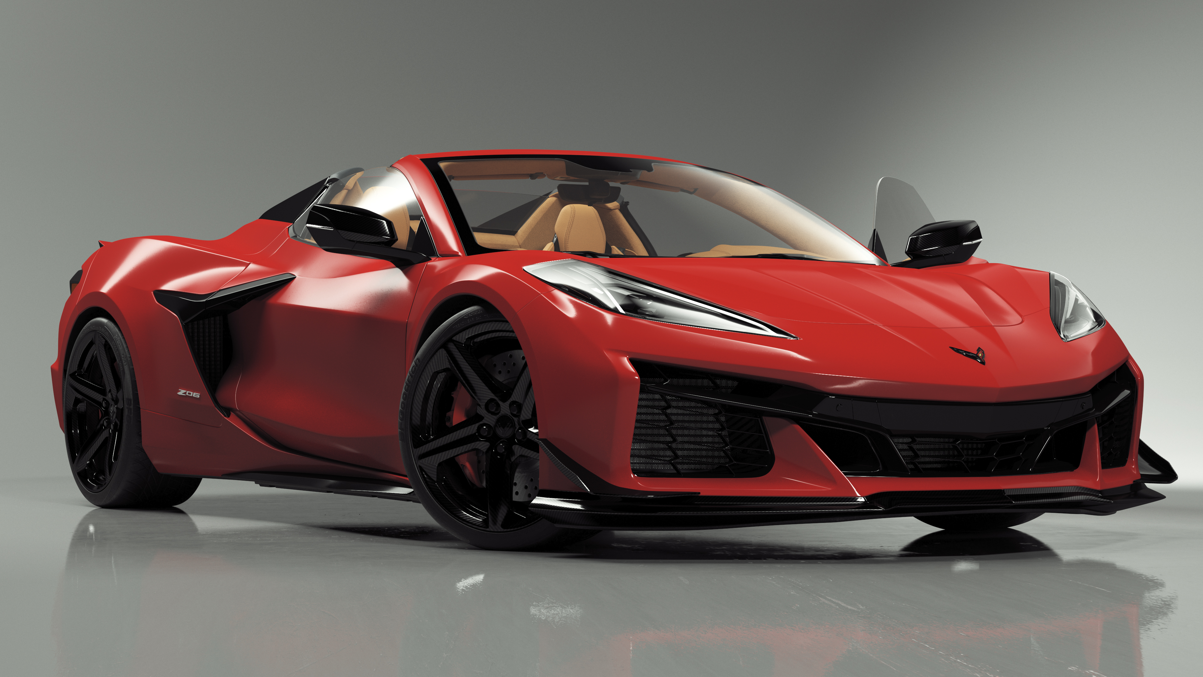 3D Cabriolet 2023 Chevrolet Corvette Z06 Open Red Rigged model