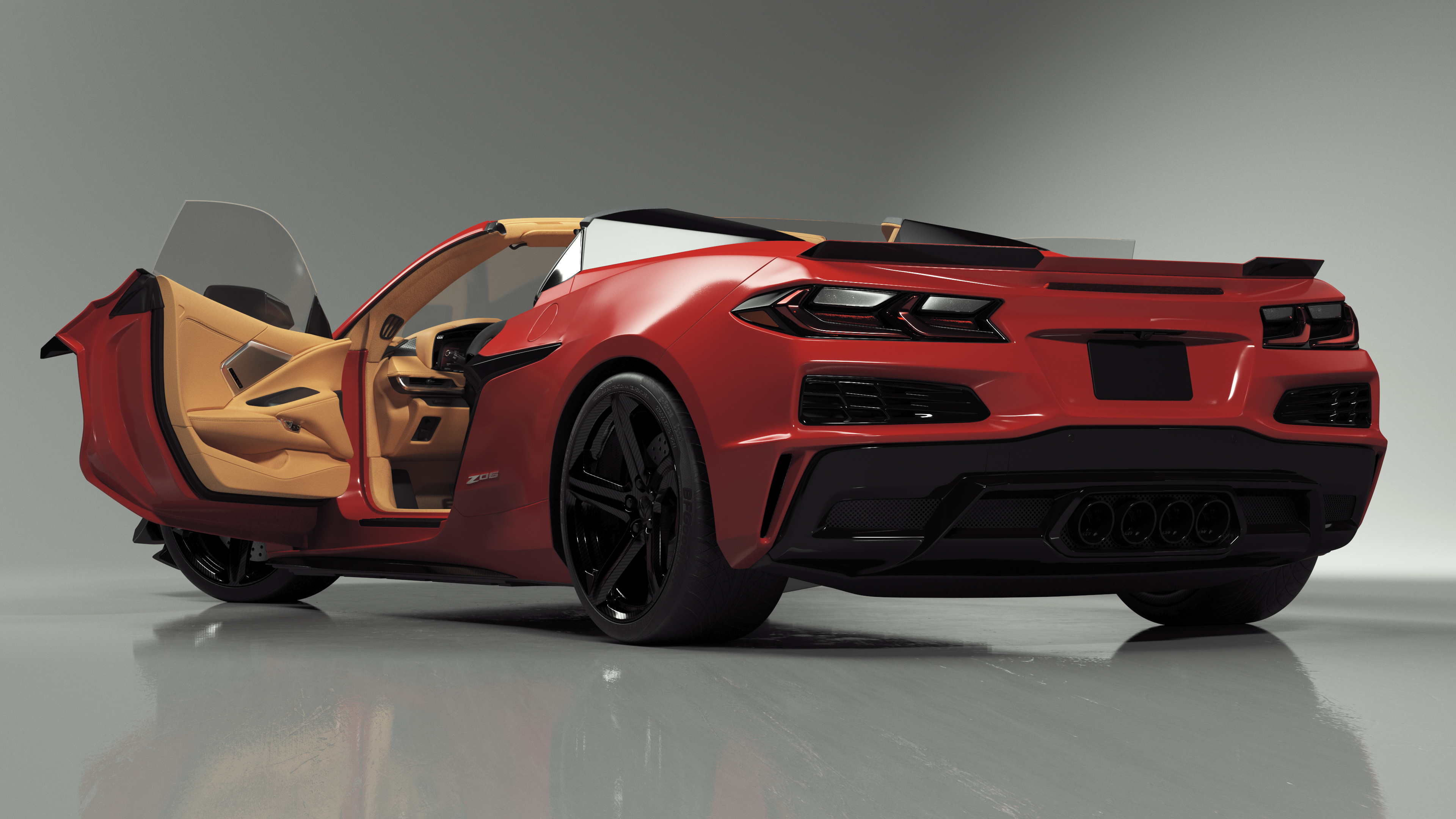 3D Cabriolet 2023 Chevrolet Corvette Z06 Open Red Rigged model
