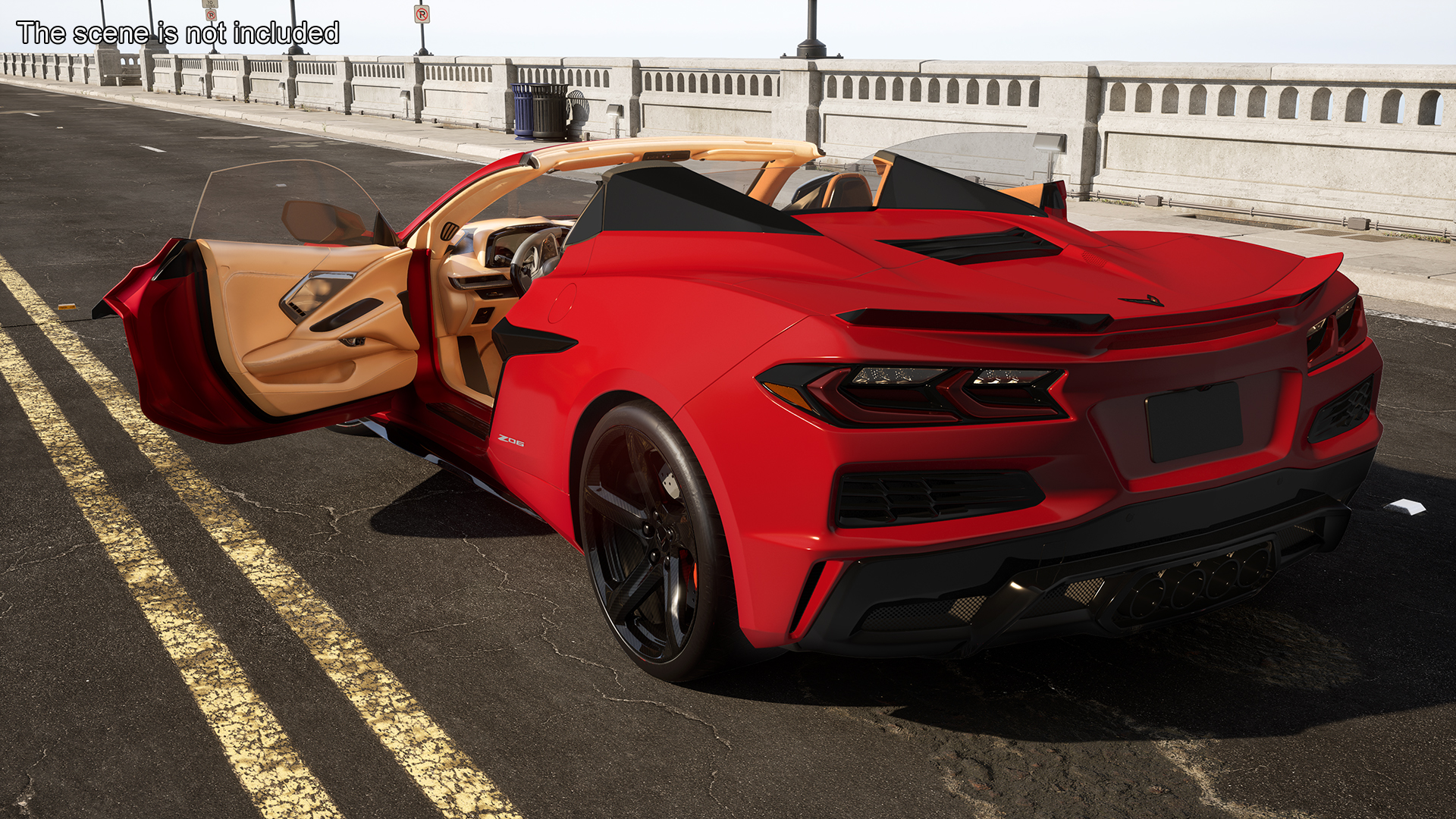3D Cabriolet 2023 Chevrolet Corvette Z06 Open Red Rigged model