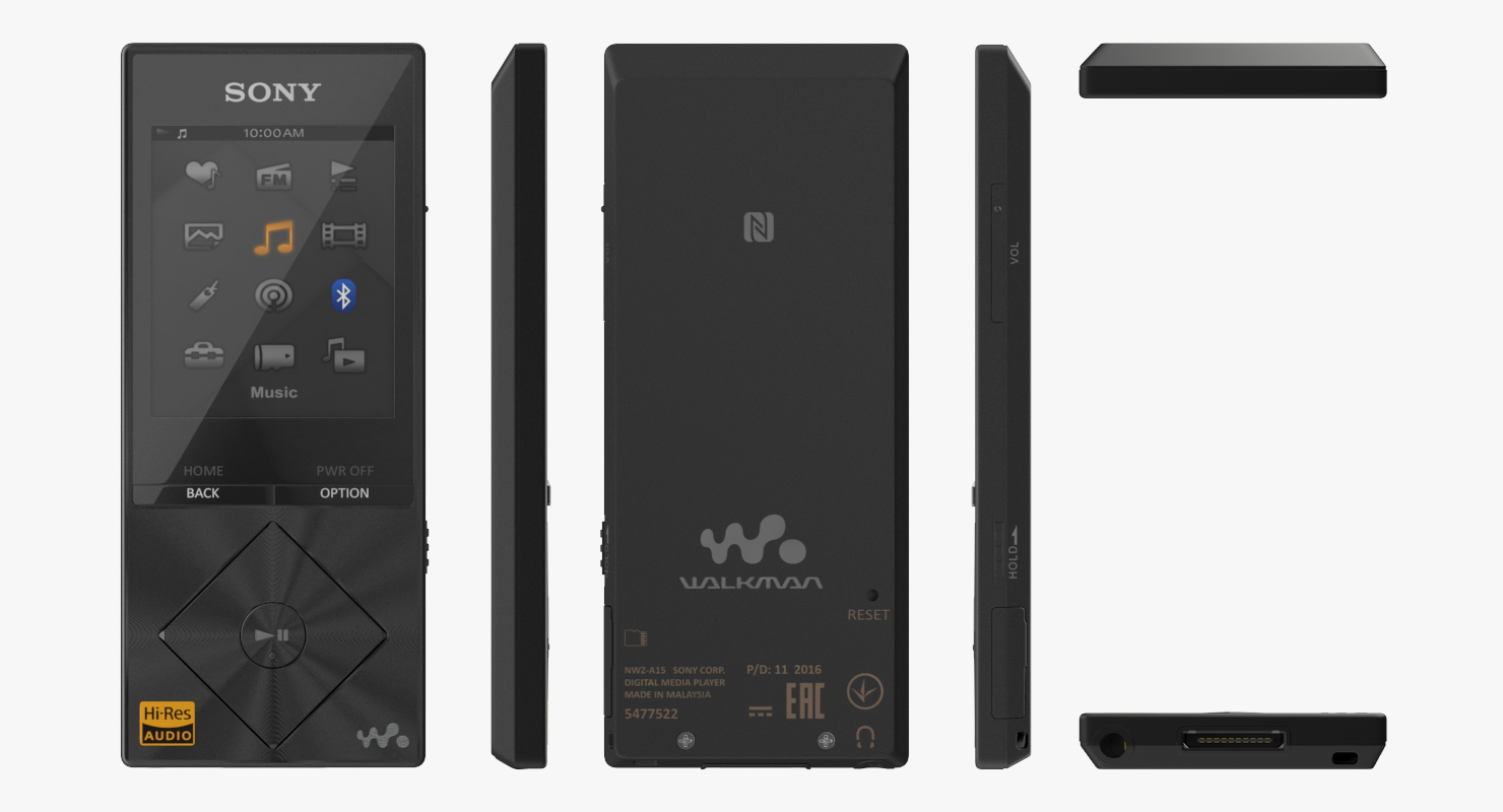 Sony Walkman NWZ A15 Portable MP3 Music Player Black 3D