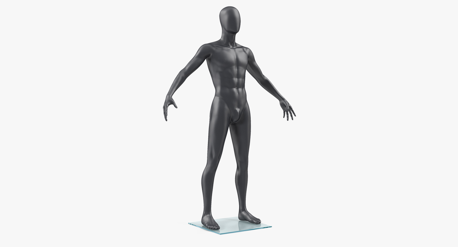 Male Mannequin Dark Grey 3D model