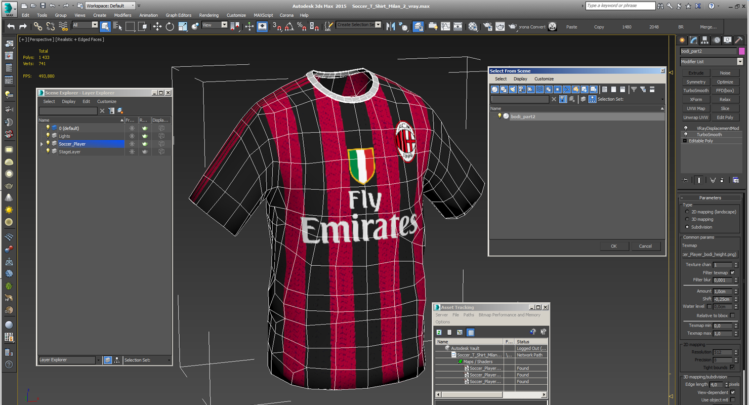 Soccer T Shirt Milan 2 3D