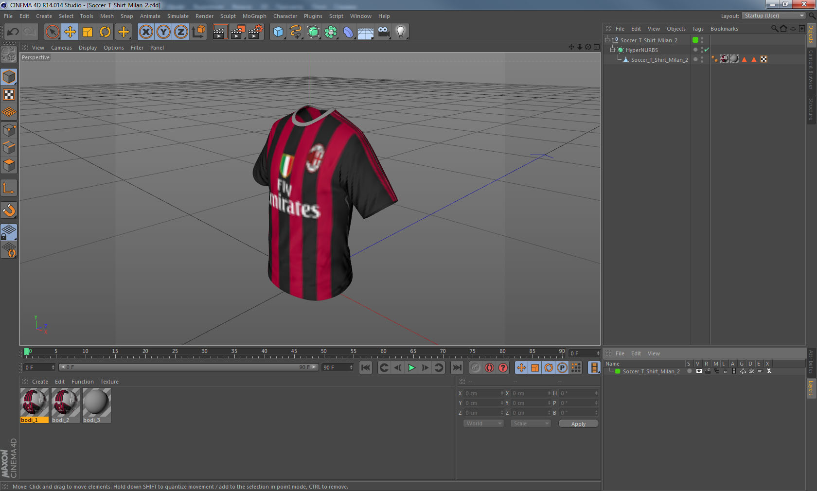 Soccer T Shirt Milan 2 3D