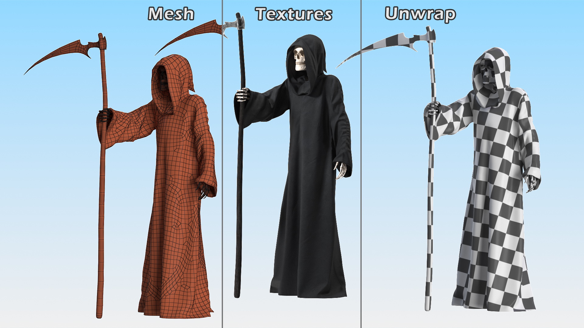 3D Death Character Staying Pose model