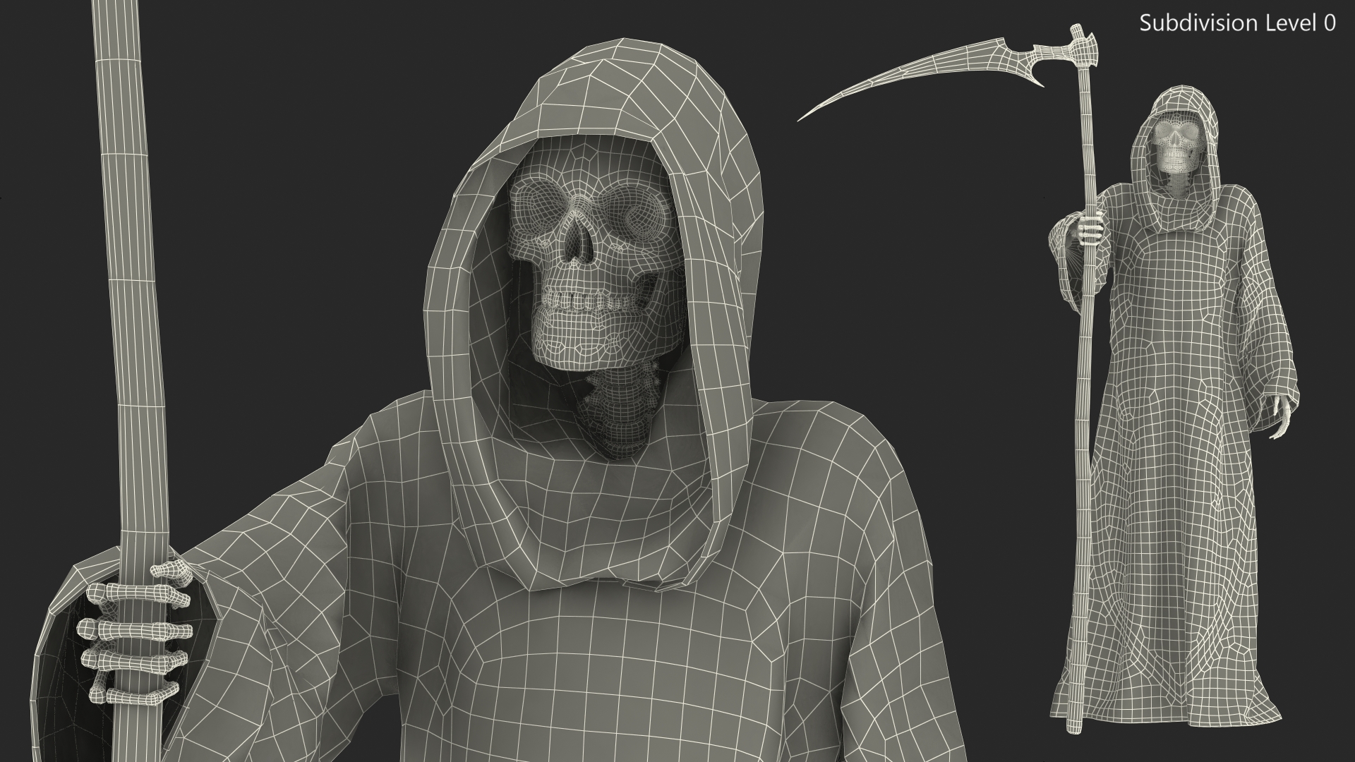 3D Death Character Staying Pose model
