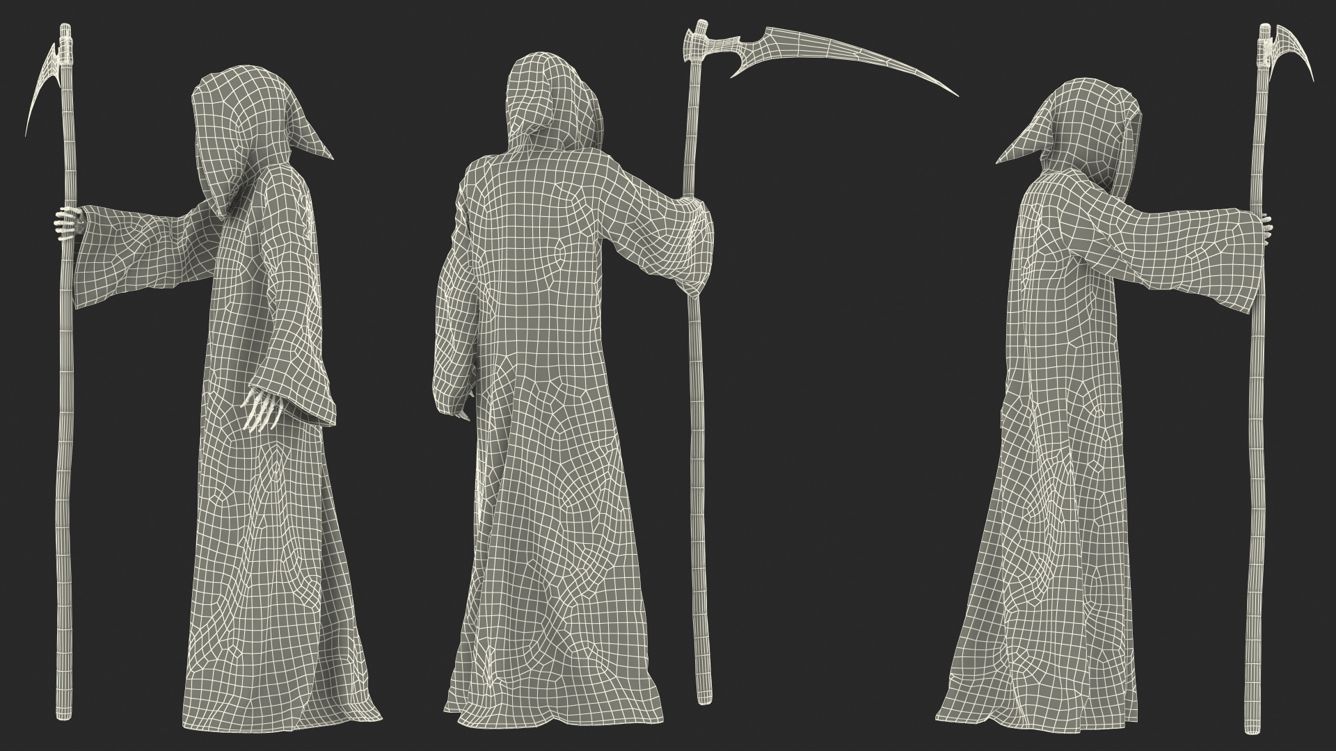 3D Death Character Staying Pose model