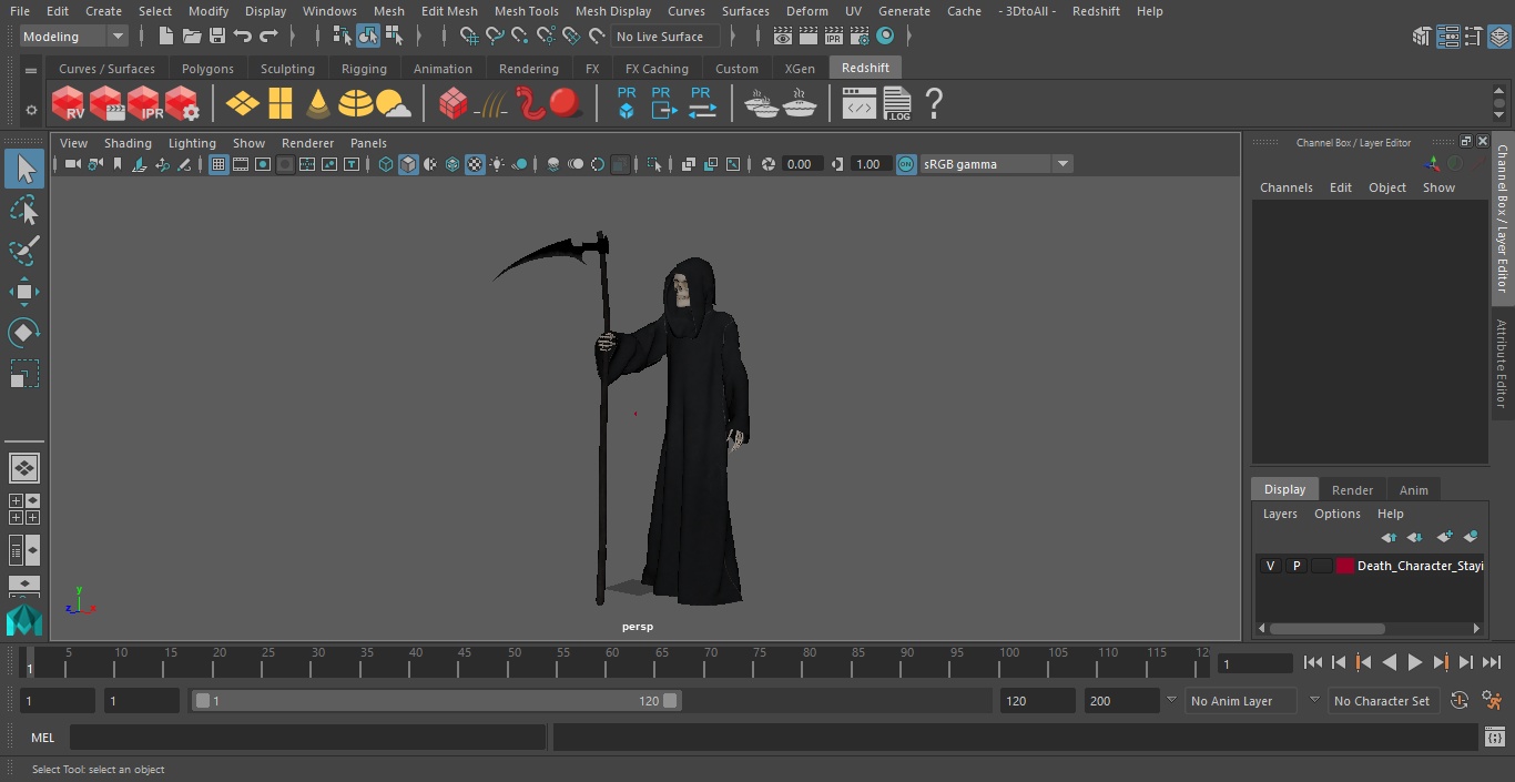 3D Death Character Staying Pose model