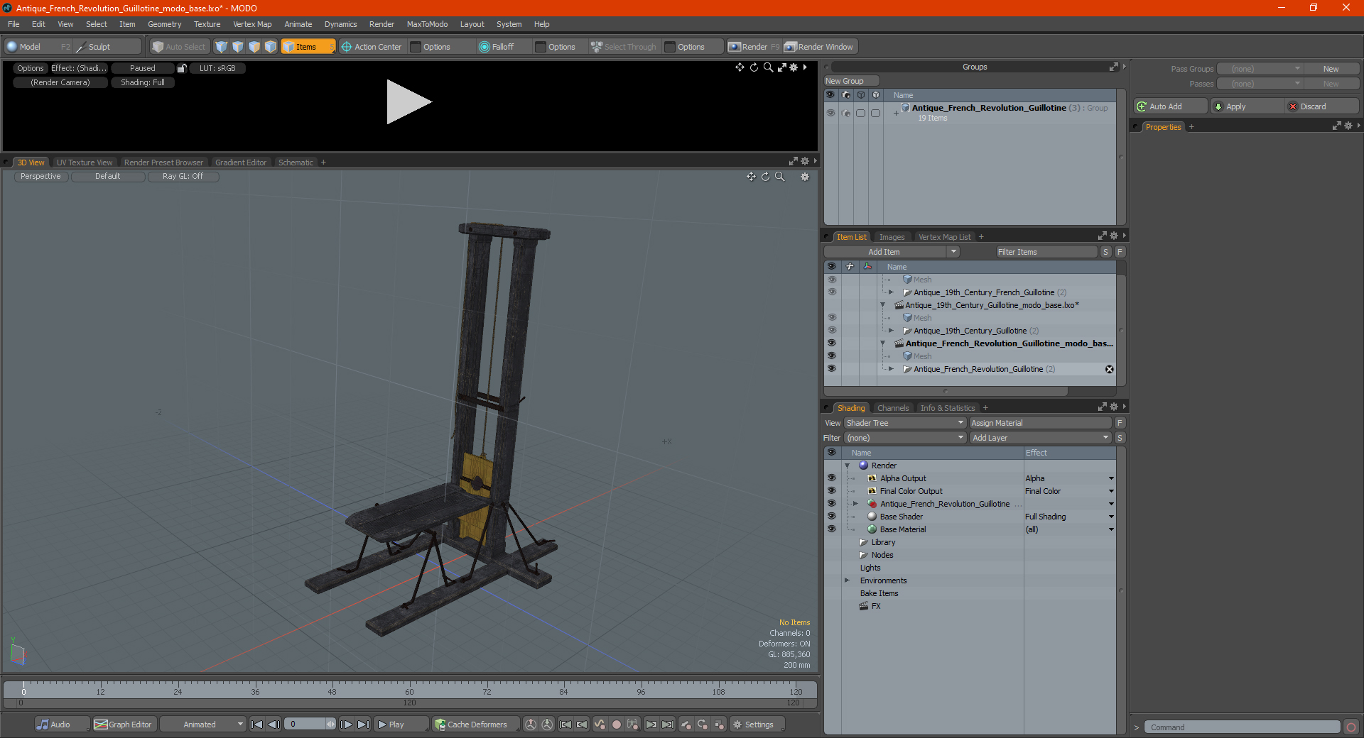 3D Antique French Revolution Guillotine