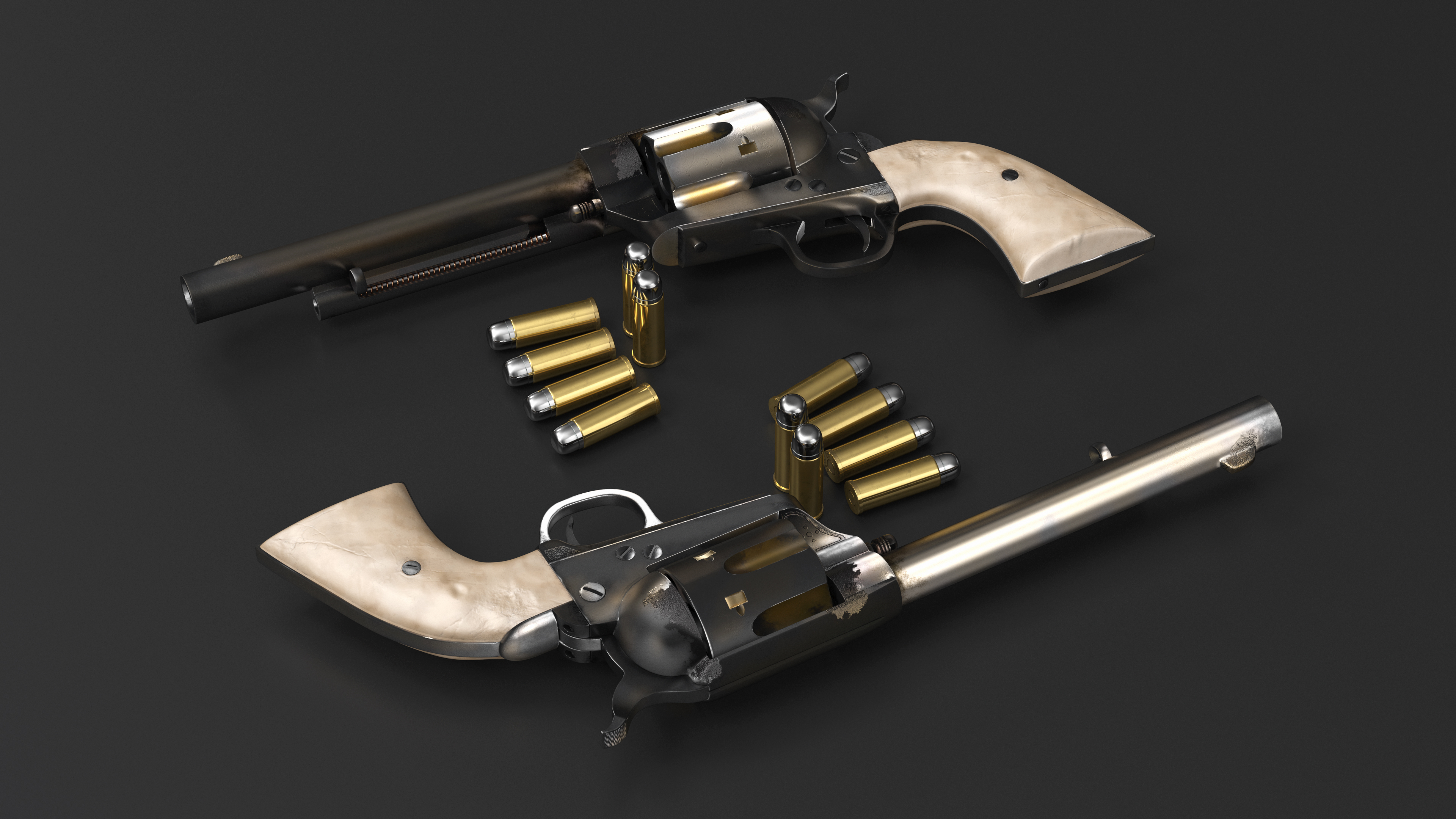 3D model Revolver and Bullets