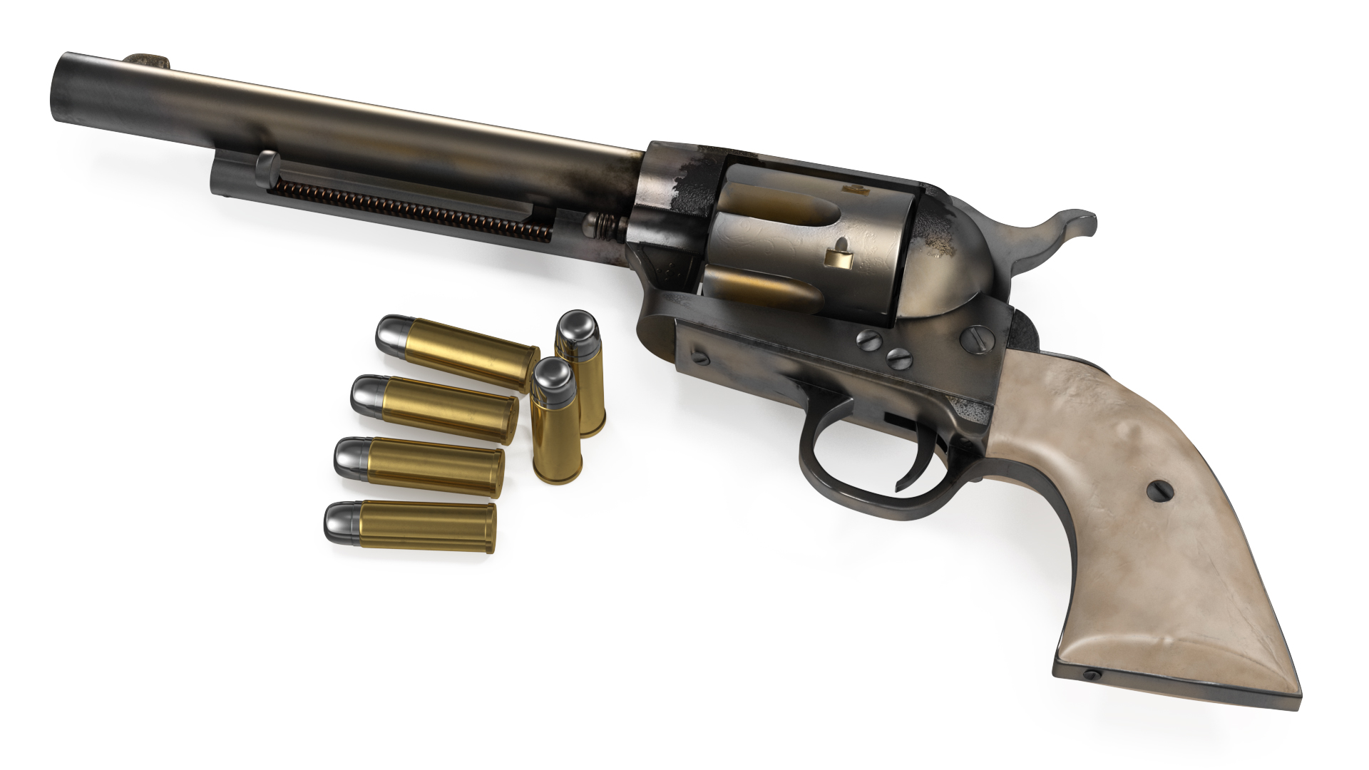 3D model Revolver and Bullets