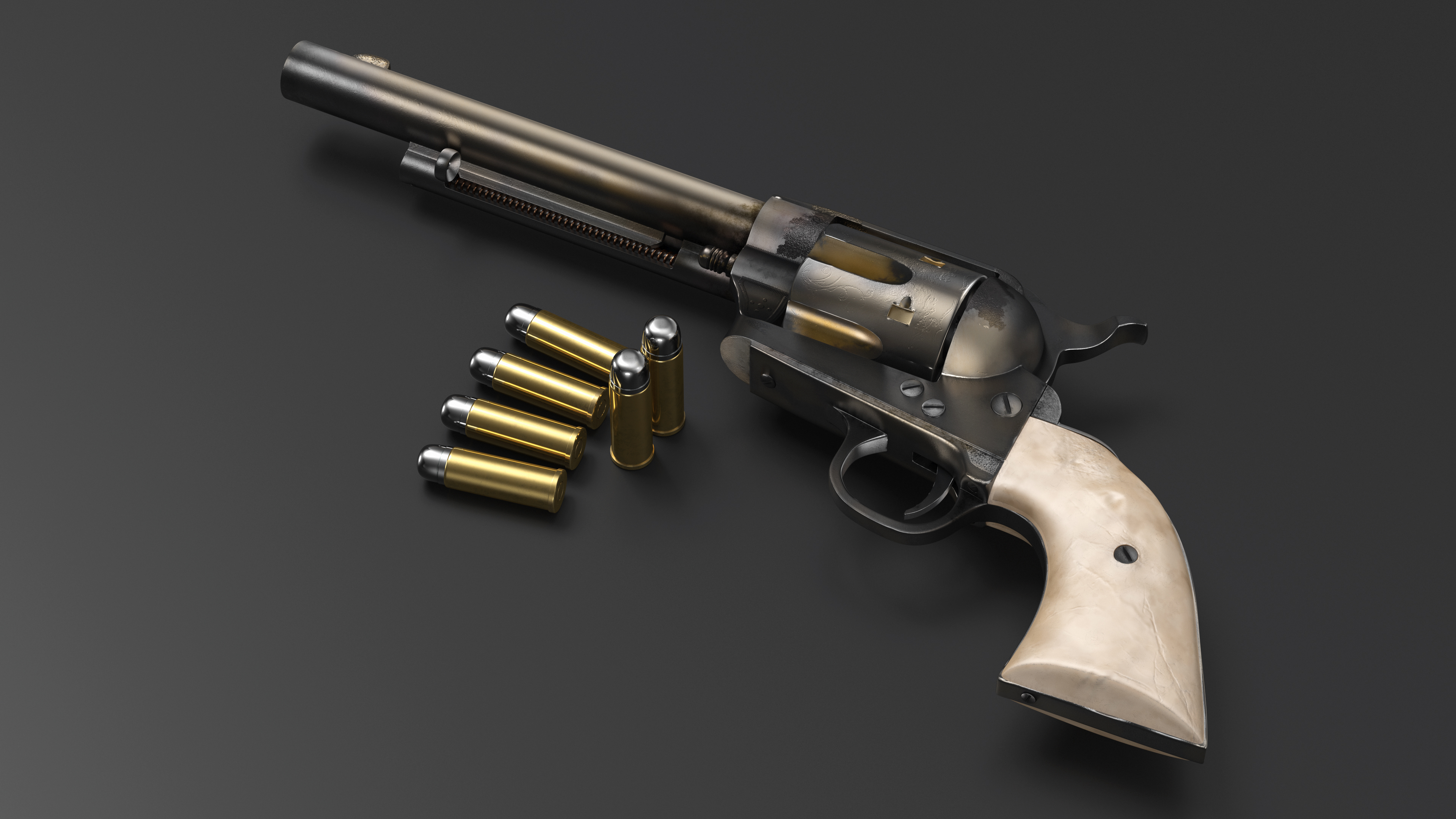 3D model Revolver and Bullets