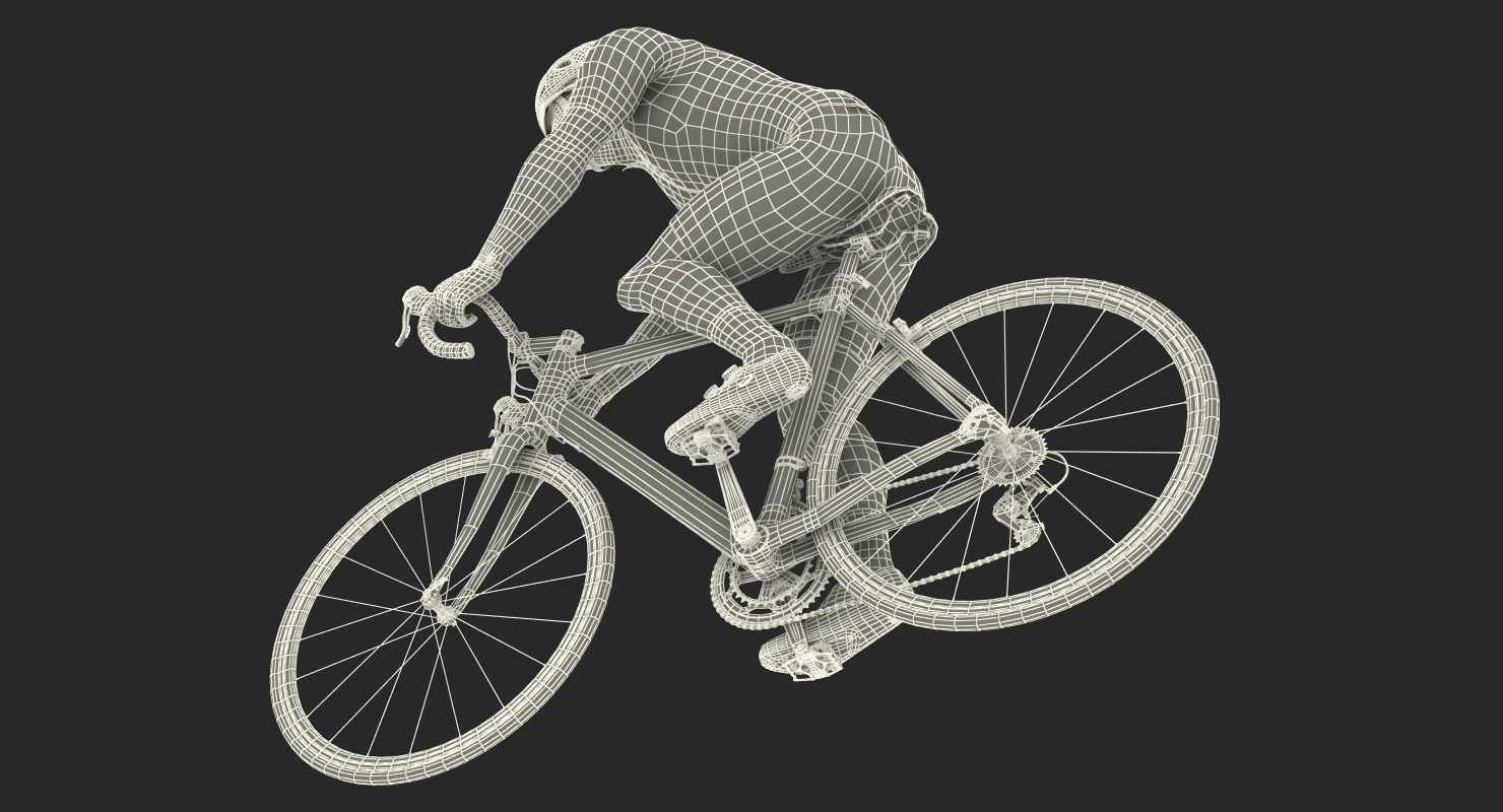 Athlete Cyclist in Blue Suit Riding Bike Rigged 3D