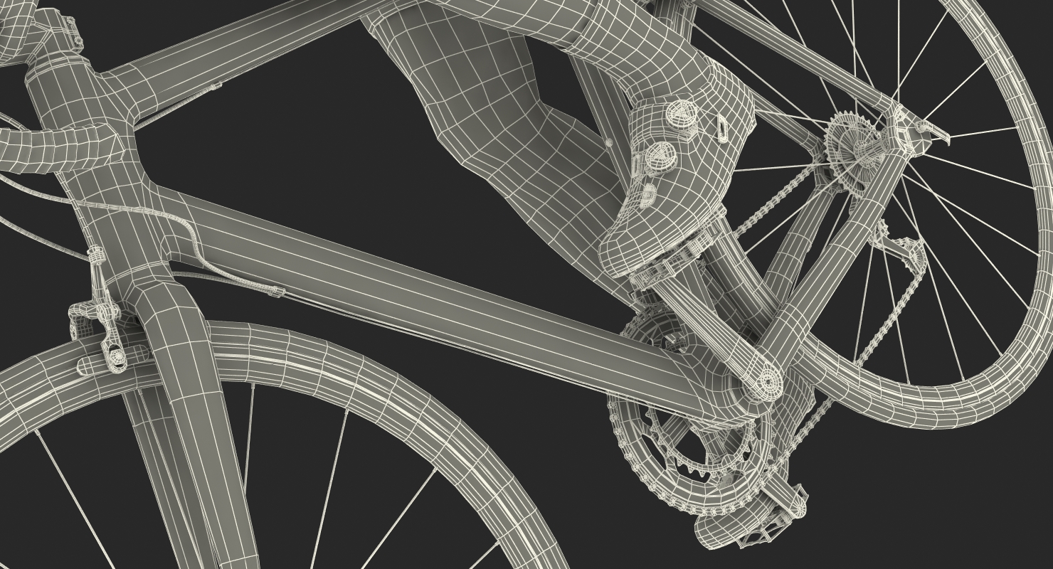 Athlete Cyclist in Blue Suit Riding Bike Rigged 3D