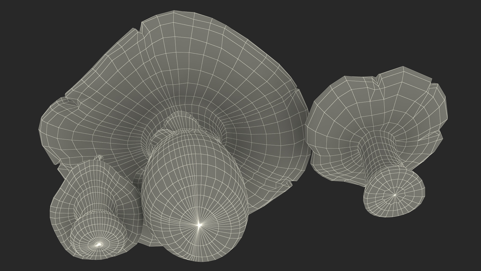 Amanita Cartoon Mushrooms 3 Pieces 3D model