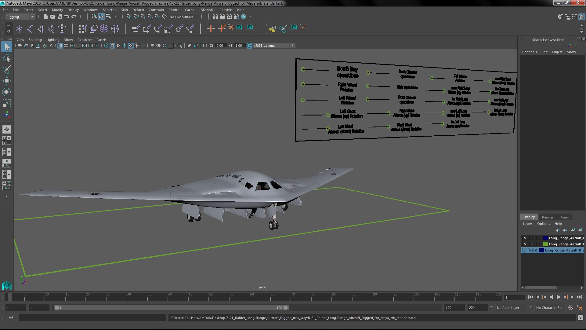 B-21 Raider Long-Range Aircraft Rigged for Maya 3D