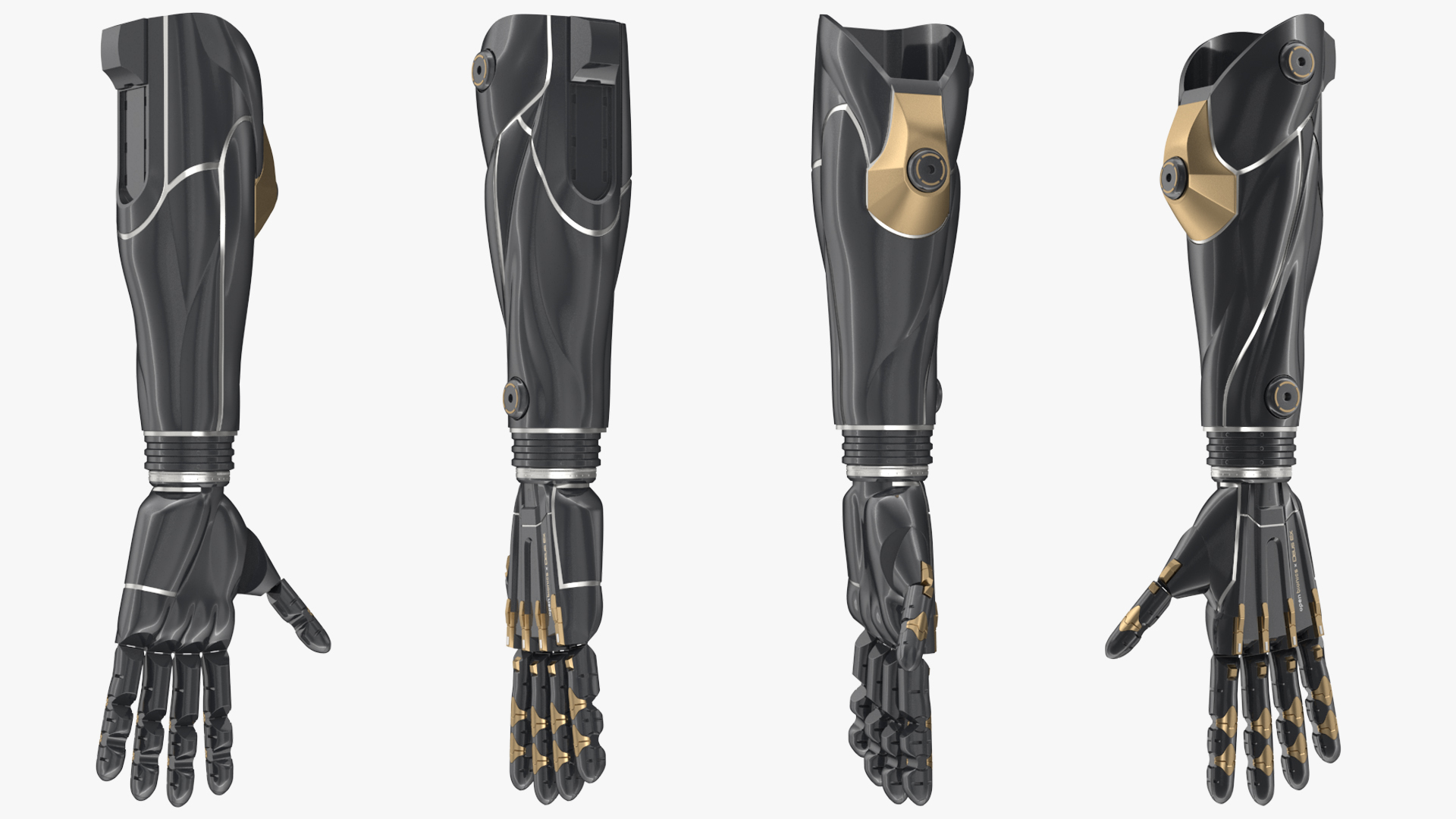 3D Futuristic Prosthetic Arm Black