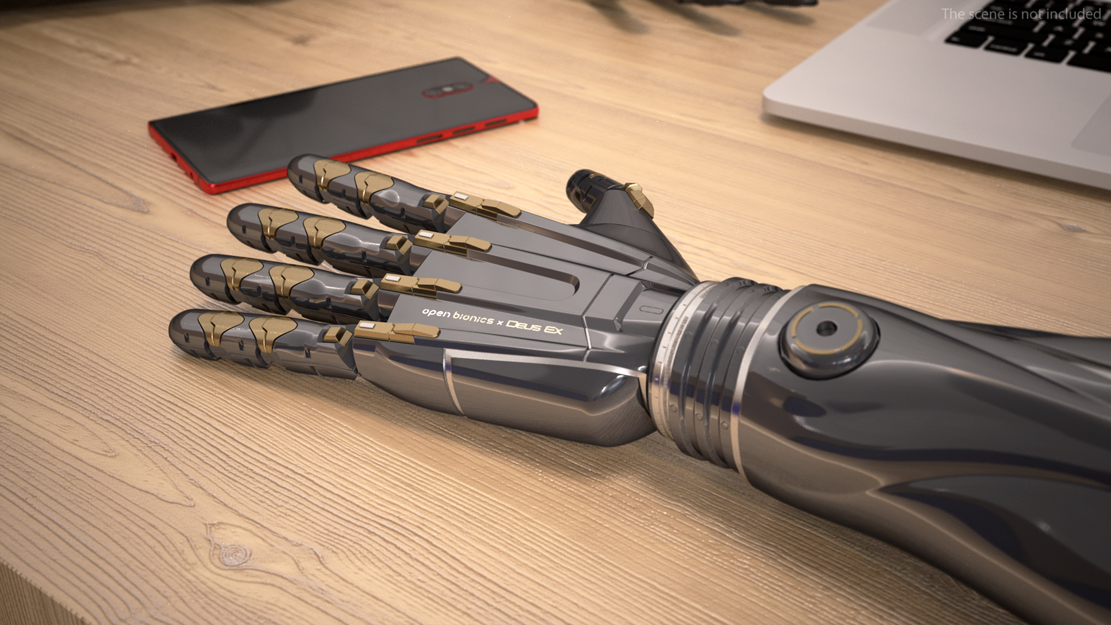 3D Futuristic Prosthetic Arm Black