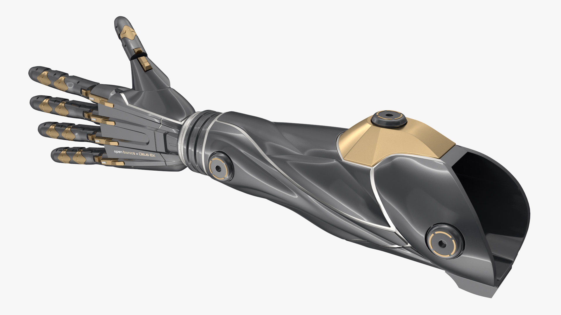 3D Futuristic Prosthetic Arm Black